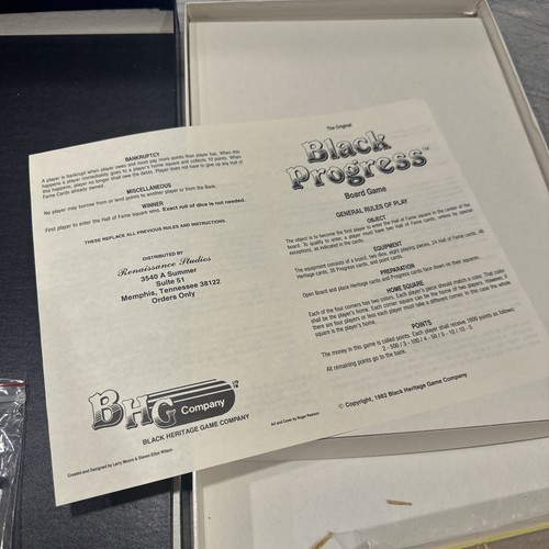 RARO NUOVO Black Progress Game 1982 Black Heritage COMPLETO OTTIMO MAI GIOCATO! ! - Foto 10 di 15