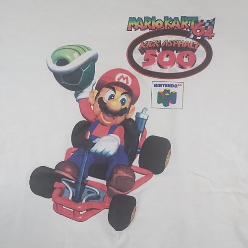 Camiseta ONEITA 90S Mario Kart Vintage T L Algodón Blanco Usada - Imagen 2 de 9
