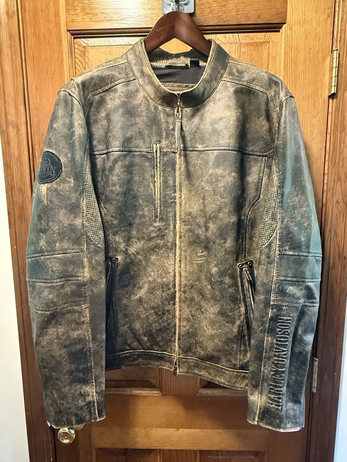 Harley Davidson Distressed Leather Riding Jacket MENS XL