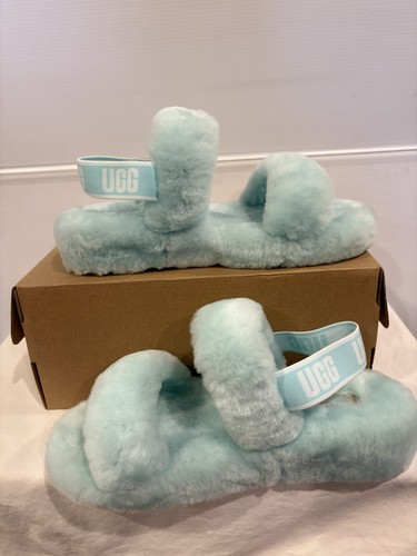 UGG Oh Yeah, himmelblau, Lammfell Fell Slingback Riemchen Hausschuhe, Größe 10 - Bild 7 von 11