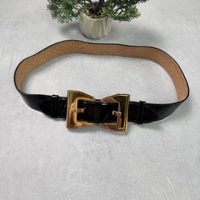 Gucci Bow Buckle belt black patent leather Gucci Patent Leather Bow Accents Belt - Black Belts  main image 3