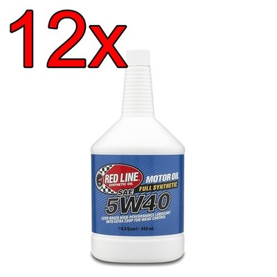 [Case of 12] Red Line Full Synthetic 5W40 Engine Motor Oil 1 Quart
