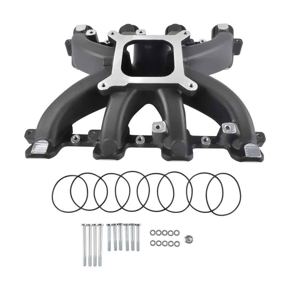 Colector de admisión de carburador de un solo plano 300-132 negro para GM LS Gen III IV LS1 LS2 LS6 Foto 2 de 4