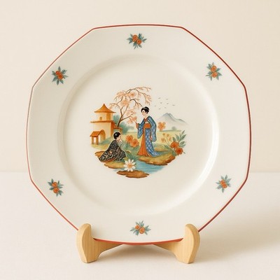 MZ Altrohlau Czechoslovakia 1930s Geisha & Pagoda Octagonal Serving Platter Bowl