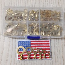 75pcs Non-Insulated Copper Ring Terminals Open Barrel Crimp Wire Connectors Kit