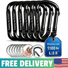 Carabiner Clip - Heavy Duty Carabiners 800lbs-13KN 2922 lbs Black