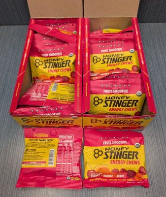 Honey Stinger Organic Energy Chew, Fruit Smoothie 24 ct Exp. 02/2027