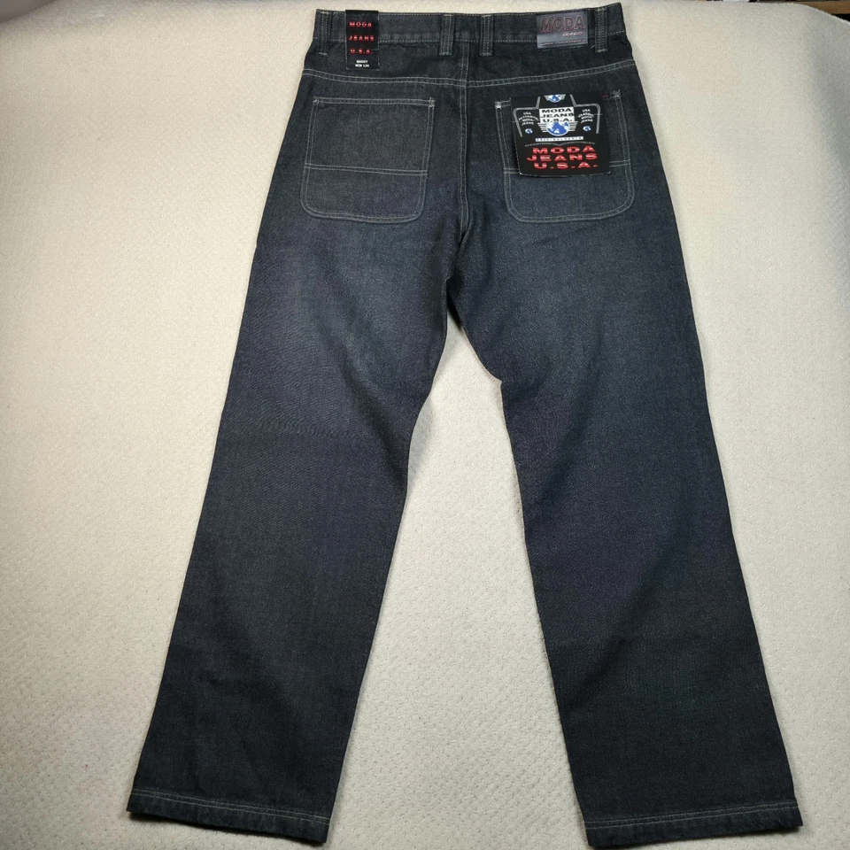 NWT Vintage MODA Jeans USA Baggy Fit Mens 38x34 Dark Wash Hip Hop Skater Y2K - Image 3 of 4