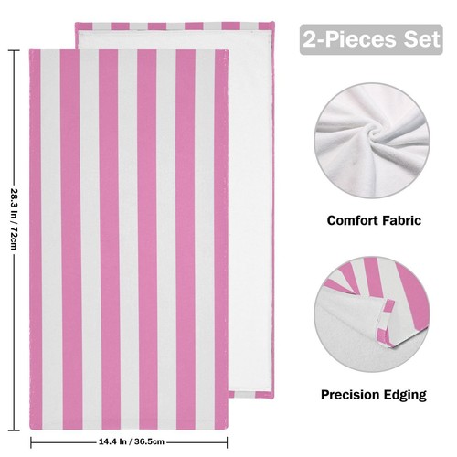 Pink and White Striped Hand Towels for Bathroom Set of 2 Simple Classic Guest... - Picture 2 of 7