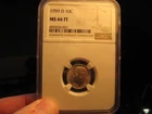 1959-D United States Silver Roosevelt Dime NGC MS66 FT Full Torch Lines