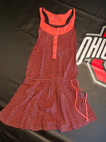 Girls Old Navy Coral with Black stripes Dress with Straps Size Medium