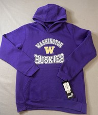 UW University of Washington Youth Unisex Purple Hoodie Sweatshirt Size Large