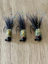 Three hand tied 1/32 crappie jigs 