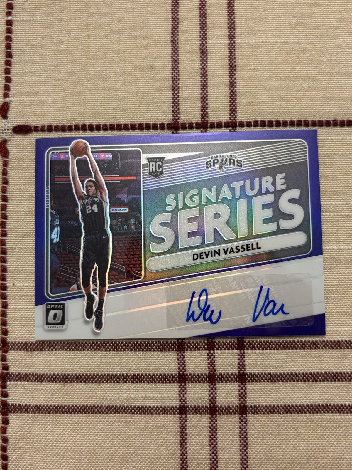 2020-21 Optic Devin Vassell Rookie Auto Signature Series Purple Refractor Spurs