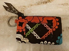 Vera Bradley ID Holder Wallet Quilted Zip Key Ring Coin Purse Lola