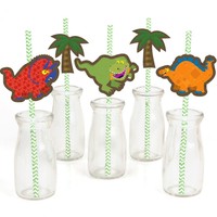 Dinosaur Birthday Paper Straw Decor - Birthday Party Striped Decorative Straw... on sale Dinosaur Birthday Paper Straw Decor - Birthday Party Striped Decorative Straw... on sale