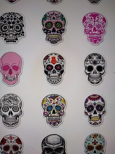 DAY OF DEAD SKULL 50 STICKERS WATERPROOF No Repeats Nice Gift New - Picture 4 of 6