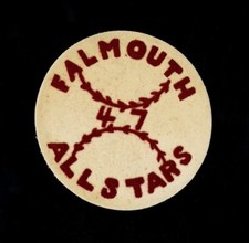 1947 FALMOUTH ALL-STARS LOGO CLOTH PATCH CAPE COD LEAGUE BASEBALL 1946 CHAMPIONS