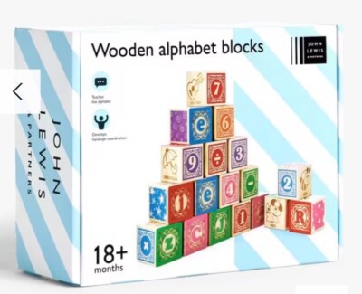 John Lewis Holz Alphabet Lernblöcke/Bausteine