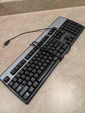 HP Multimedia Slim Wired USB Keyboard KU-0316 Black Cleaned Tested Working