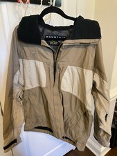 Men's Large Mountain Hard Wear Jacket 2 Layer Polyester Nylon Hooded Tan