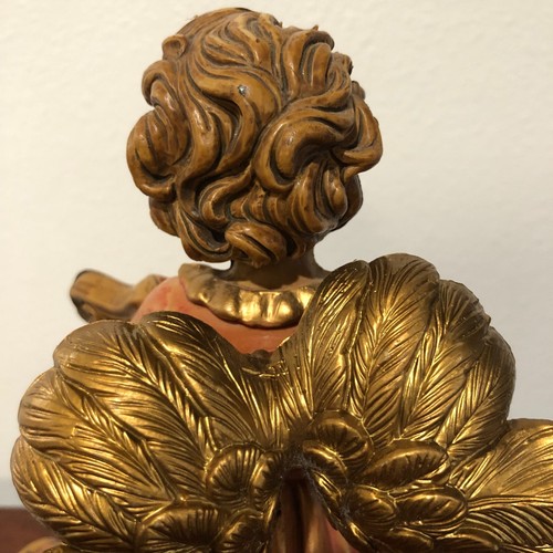 Angel Euromarchi Cherub Made in Italy 8” Gold Wings Harp Hand Painted MARKED - Picture 8 of 11