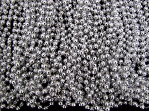 Mardi Gras Beads Silver Disco 6 Dozen School Parade Football Party 72 Necklaces - Picture 4 of 5