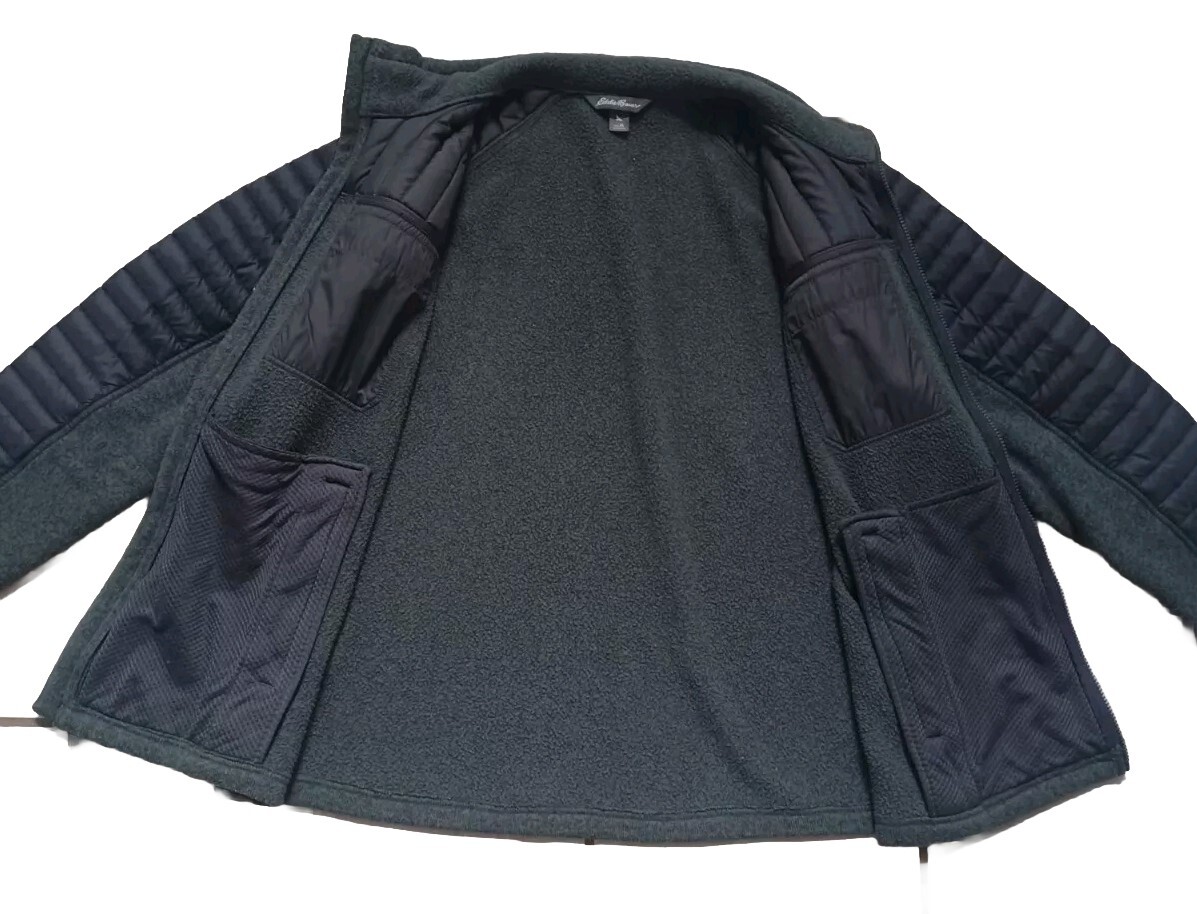 Eddie Bauer Jacket Mens XL Microtherm Hybrid Down Black Dark Gray Slim Fit EUC image 6