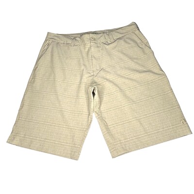 Hang Ten Men's Hybrid Shorts Flat Front Stretch Quick Dry Tan