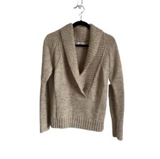 Ann Taylor Loft Gray Beige Alpaca Wool Blend Sweater With V-Neck Size Small