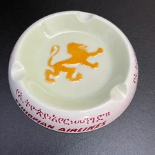 ETHIOPIAN AIRLINES Vintage Keramikos Hand Made Ceramic Ash Tray