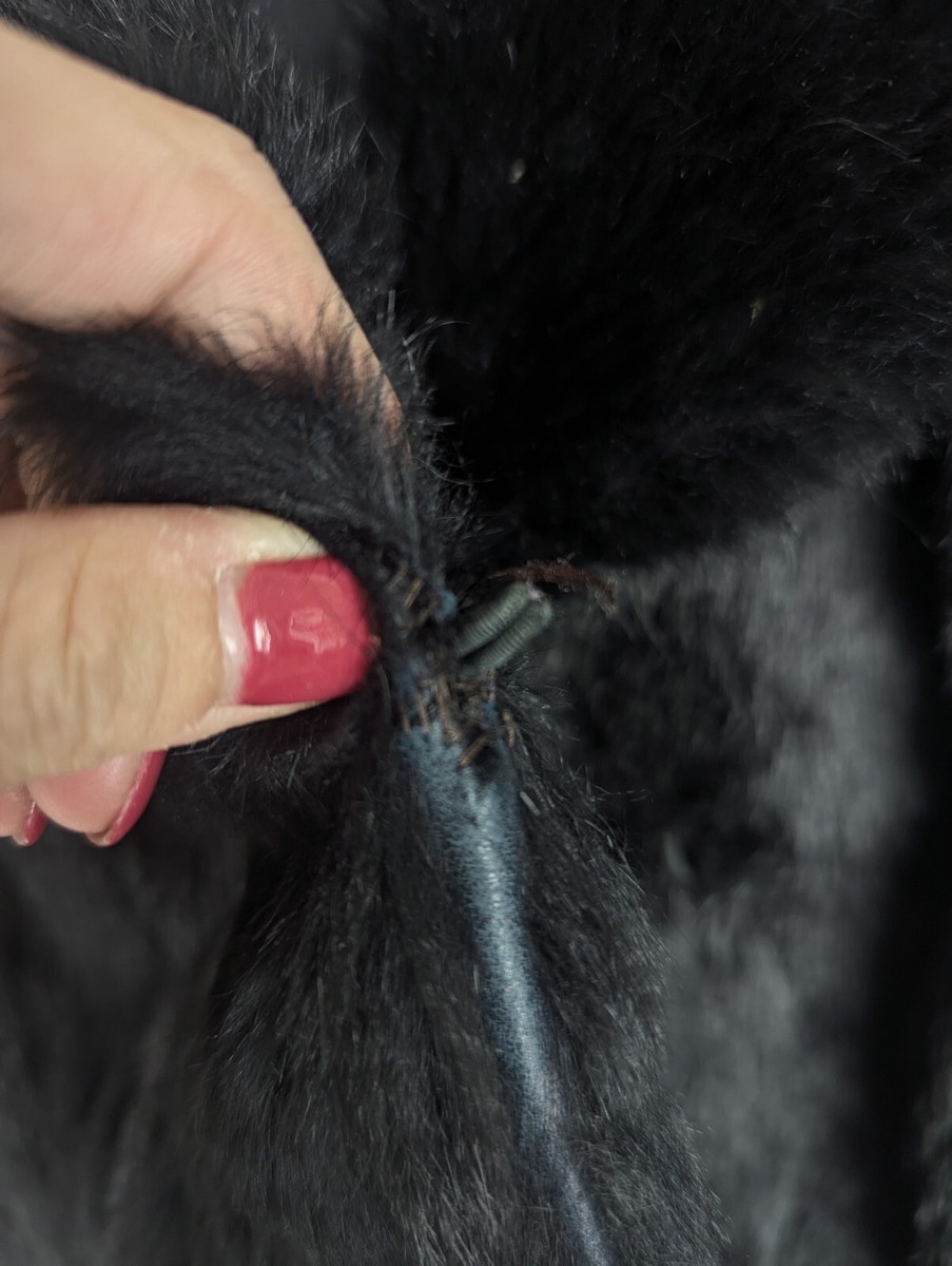 Echt Pelz Fur Coat Black Size 48 Short TLC READ Description! View 4