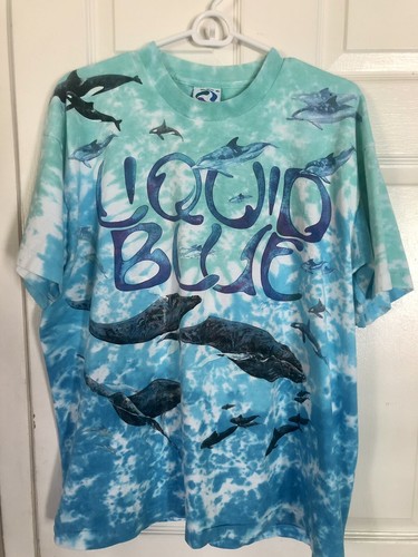 Vintage liquid blue T-Shirt 1992 WHALE 