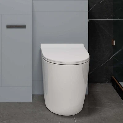 SORRENTO BATHROOMS Comfort Height Toilet Back to Wall Toilet BTW Rimless WC Pan & Soft Close Seat