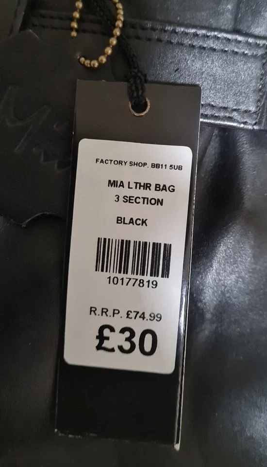   Women's Black Leather Tote Handbag Make Is Mia. - Image 3 of 4