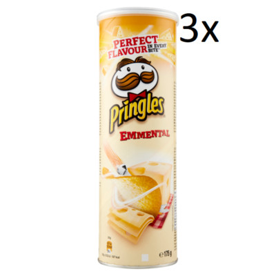 3x Pringles Emmental Knabbergebäck mit Emmental Kase Geschmack Chips Snack 175g