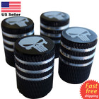 4x Punisher Skull Wheel Tire Caps Air Valve Stem Cover Car, Trucks, Bike (BLACK)