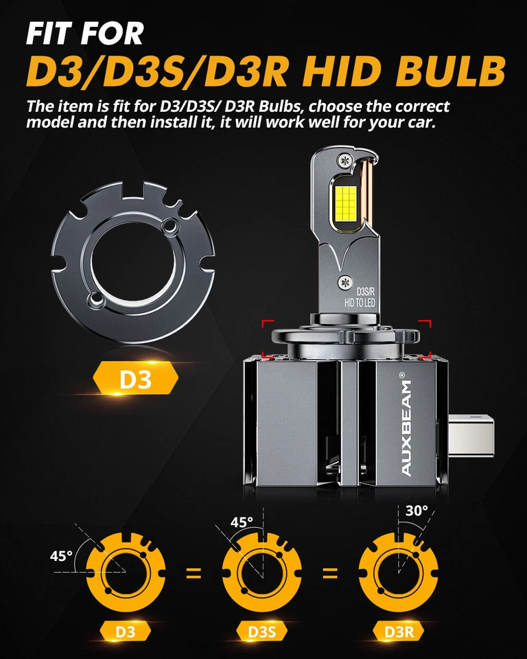 2025 AUXBEAM D1S D3S LED Headlight Bulb D2S D4S D8S Hi/Lo Canbus HID Lamp Bright - Image 3 of 4