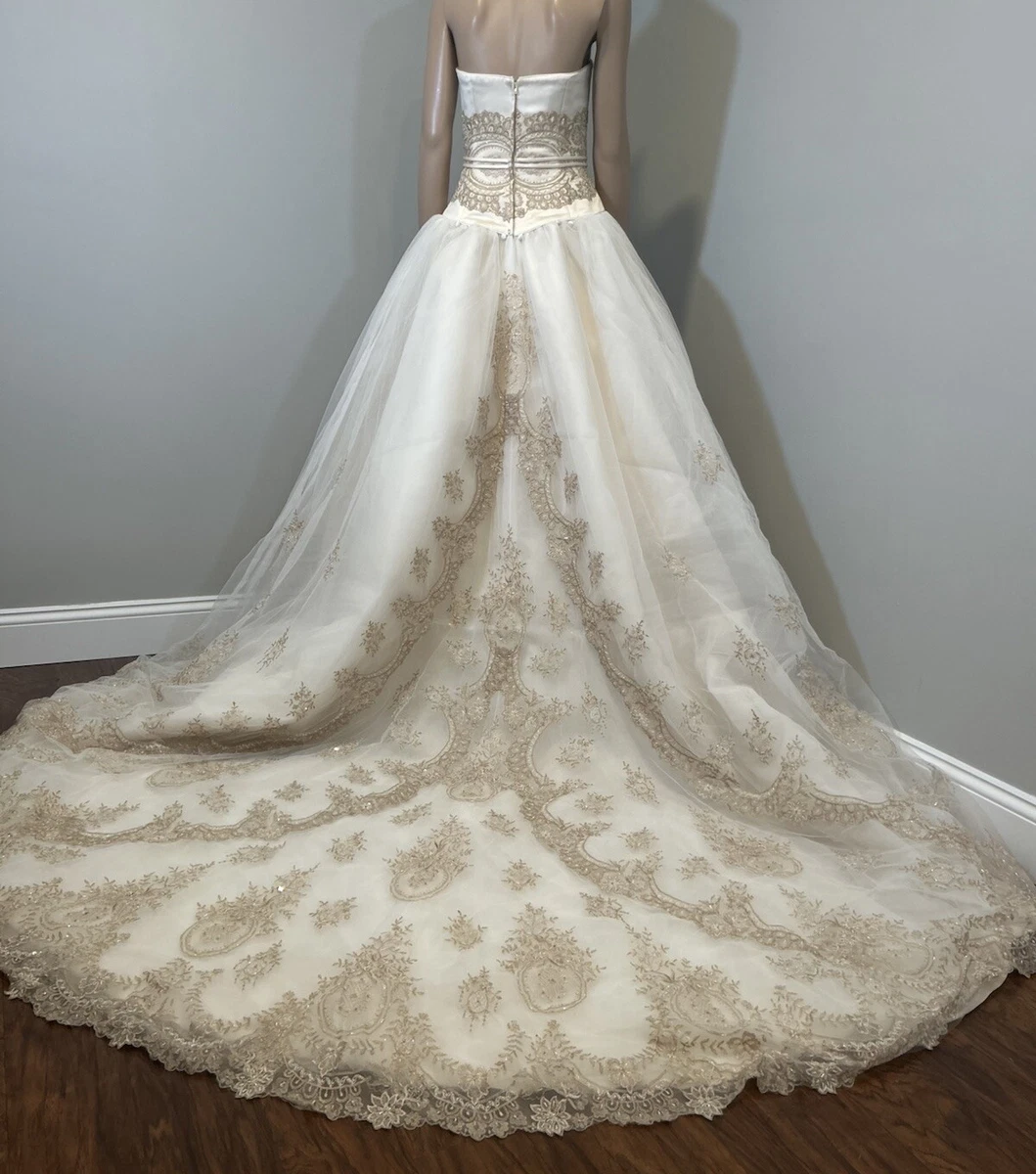gold sequin top wedding dress Country Style Gold Sequins Top Short Wedding Dress with 1/2 Sleeves main image 1