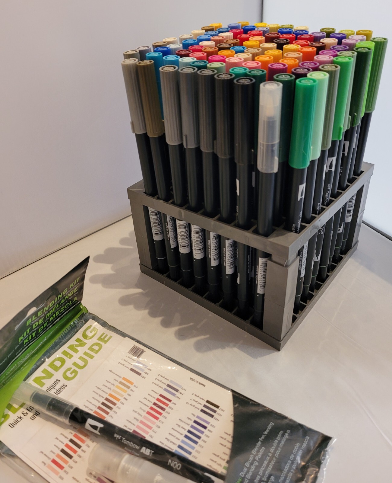 Tombow 56149 Dual Brush Art Markers 96 Color Set Desk Stand with Extra Blender 