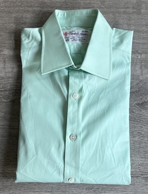 Turnbull Asser Lime Green Spread Collar French Cuff English Dress Shirt Sz 16