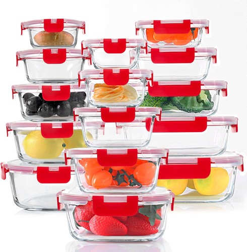 30 Pieces Glass Food Storage Containers Set Glass Meal Prep Containers Set  - Picture 7 of 10