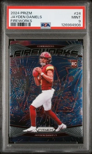 2024 PANINI PRIZM FIREWORKS #24 JAYDEN DANIELS ROOKIE RC PSA 9