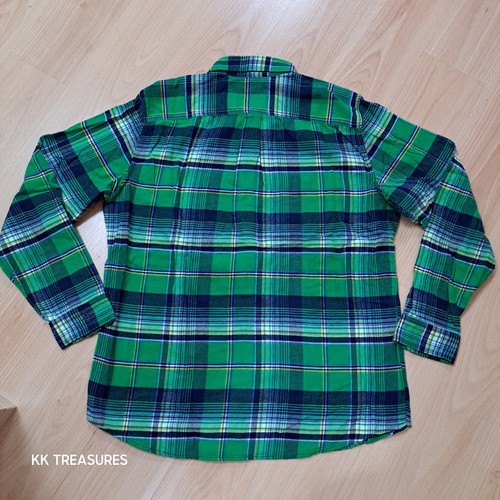 Gap Soft Brushed Flannel Shirt Green Yellow Plaid Check Long Sleeve Mens XL - Picture 7 of 12