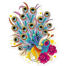 Bird Of Paradise Peacock - Vinyl Decal Sticker - Car Window Laptop - ebn9193