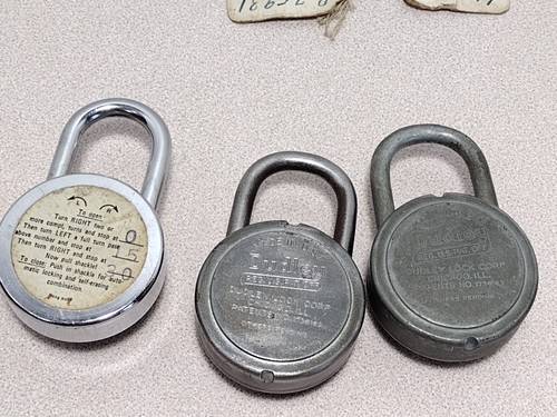 8 Vintage Padlocks w/ Keys & Combinations Brass Cole, Slaymaker, Dudley, Master - Picture 9 of 10