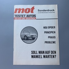 1964 MOT Special Reprint NSU Spider Wankel Engine Test Issue 20/64