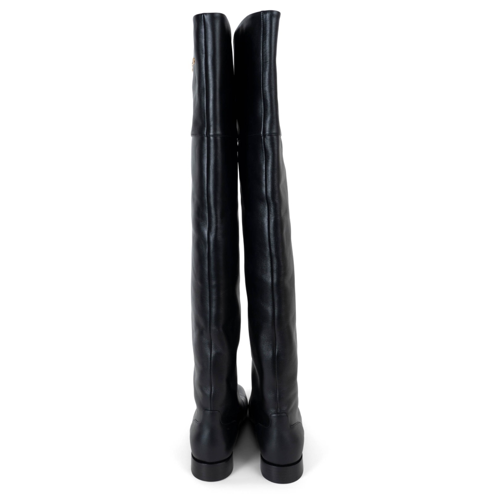 73326 auth CHRISTIAN DIOR black leather 2024 D-TOWN OVERKNEE Boot Shoes 38.5 image 4