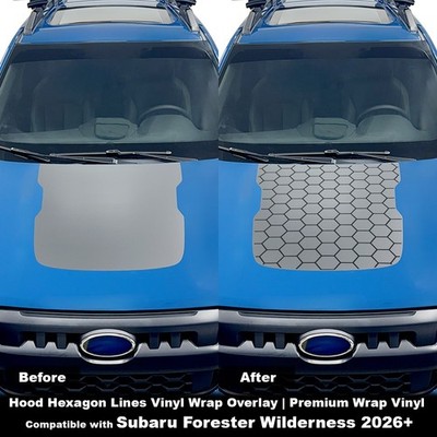 Hex Lines Vinyl Wrap Hood Overlay | fit for Subaru Forester Wilderness 26-28+