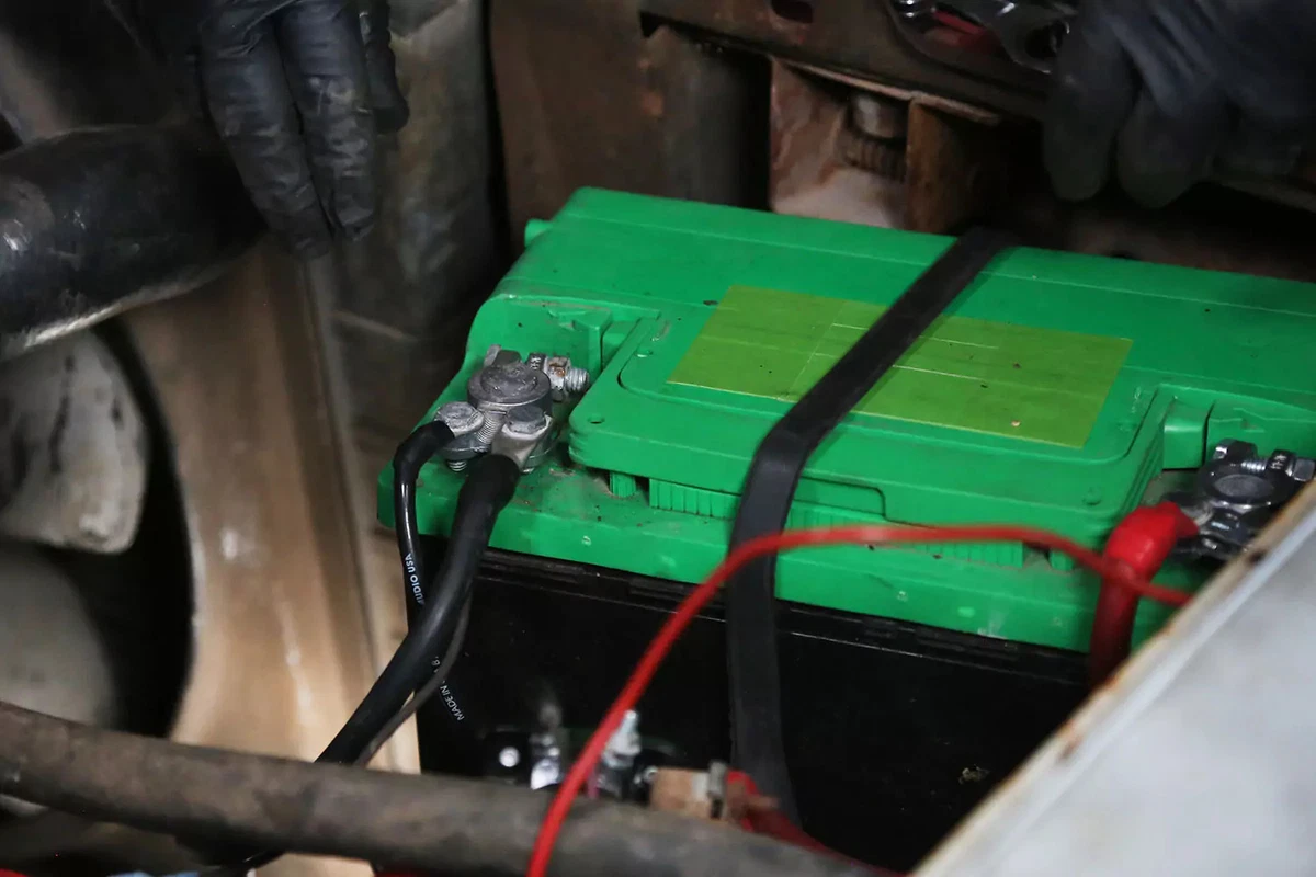 Battery with terminals installed.